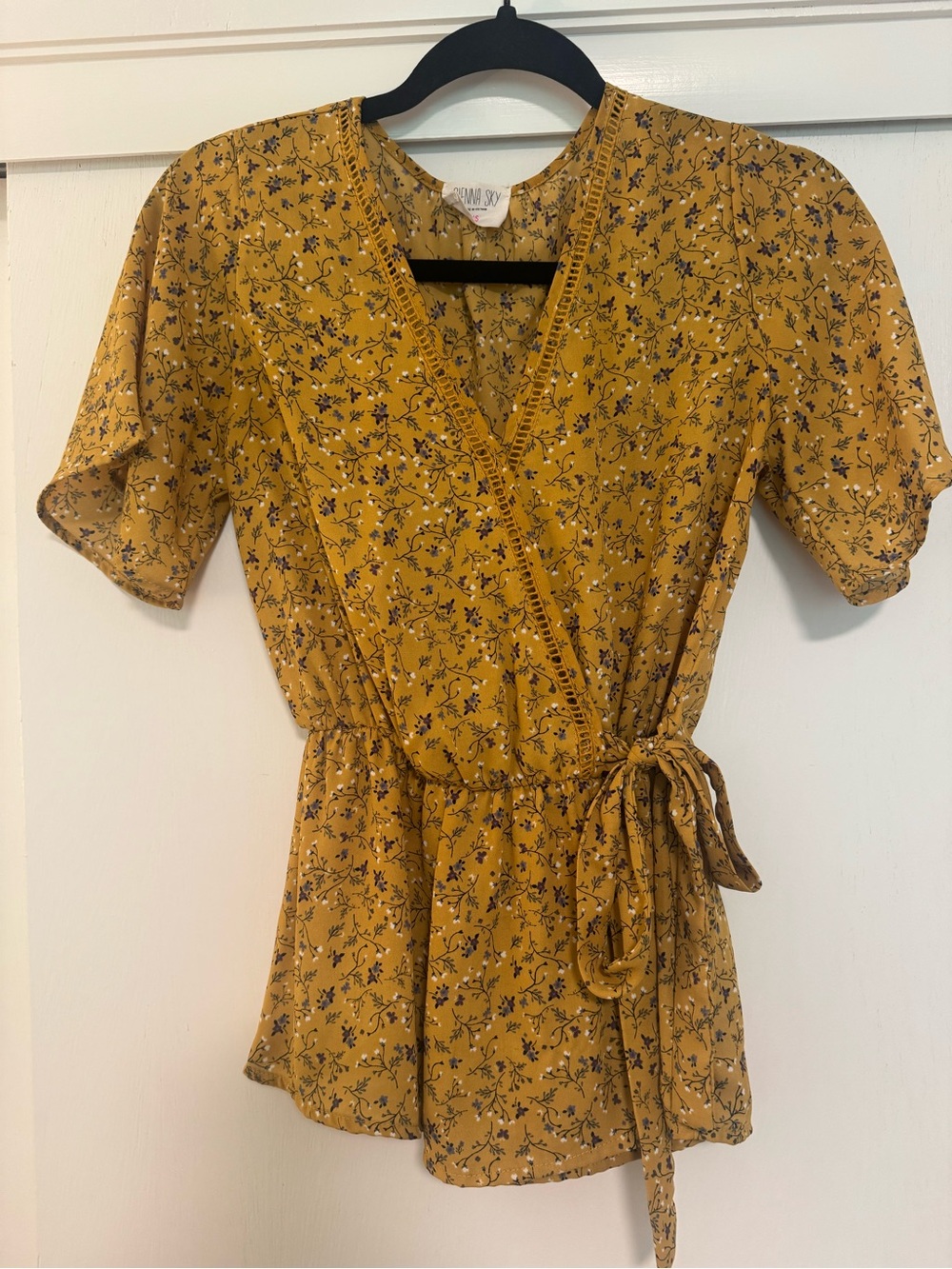 Sienna Sky Mustard Floral Wrap Tunic